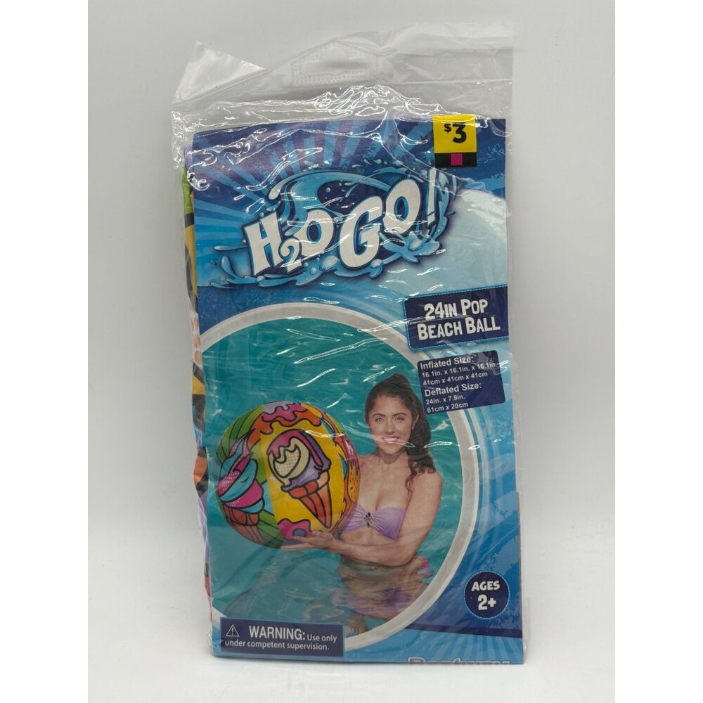 H2OGO! 24-Inch Inflatable Pop Beach Ball With Colorful Ice Cream Cone Design For